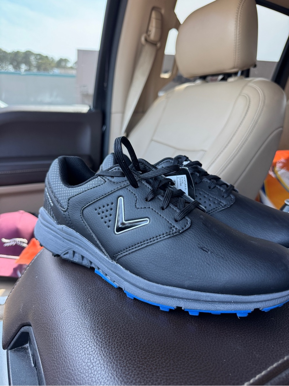 Callaway Black Athletic Golf Shoes with Blue Sole Accents